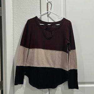 Multi colored waffle top